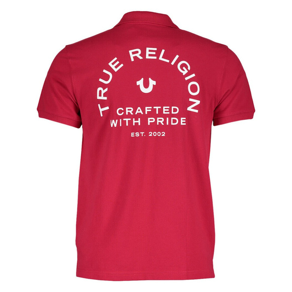 True Religion Men's Crafted With Pride Polo Shirt in Red - Picture 1 of 2